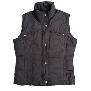 RW & Co Women's Puffer Vest‎ Medium Black Quilted Sleeveless Mockneck Pockets